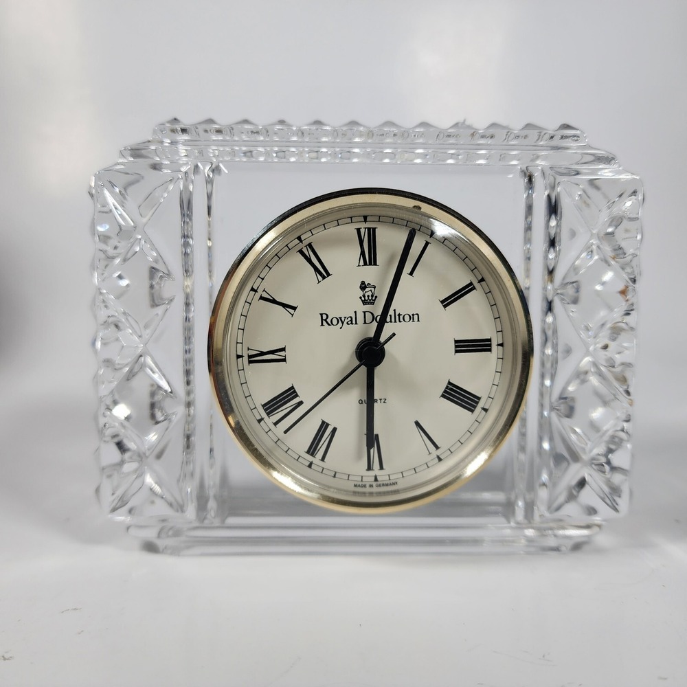 Royal Doulton Crystal Square‎ Desk Clock 1980's